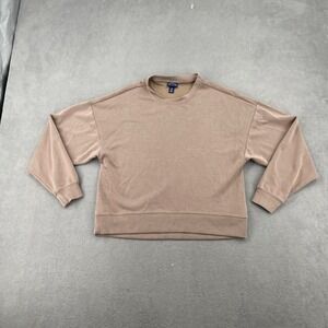 Scoop Womens XS Tan Brown Oversized Crewneck Sweatshirt SCT124041022